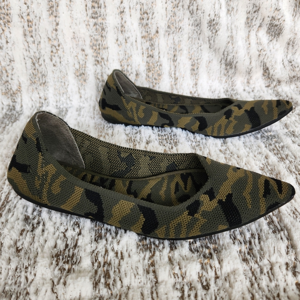 Steven By Steve Madden "Rosy" Knit Camo Flat Pointed Toe Green, Women's Size 6.5 - Picture 5 of 7
